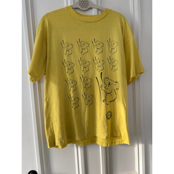 Unbranded Other - Vintage Mens Yellow Koala Graphic Unbranded Short Sleeve Tee M